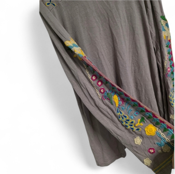 All About Her Gray Long Sleeve Top with Colorful Embroidery Size Medium - Picture 9 of 10